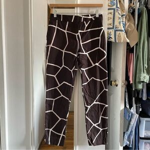ESCADA Mocca Brown & White Giraffe-Print Mid-Rise Pants
